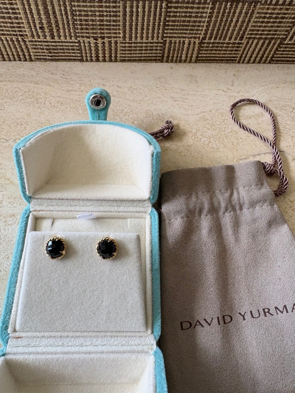 David Yurman Onyx and Gold Earrings